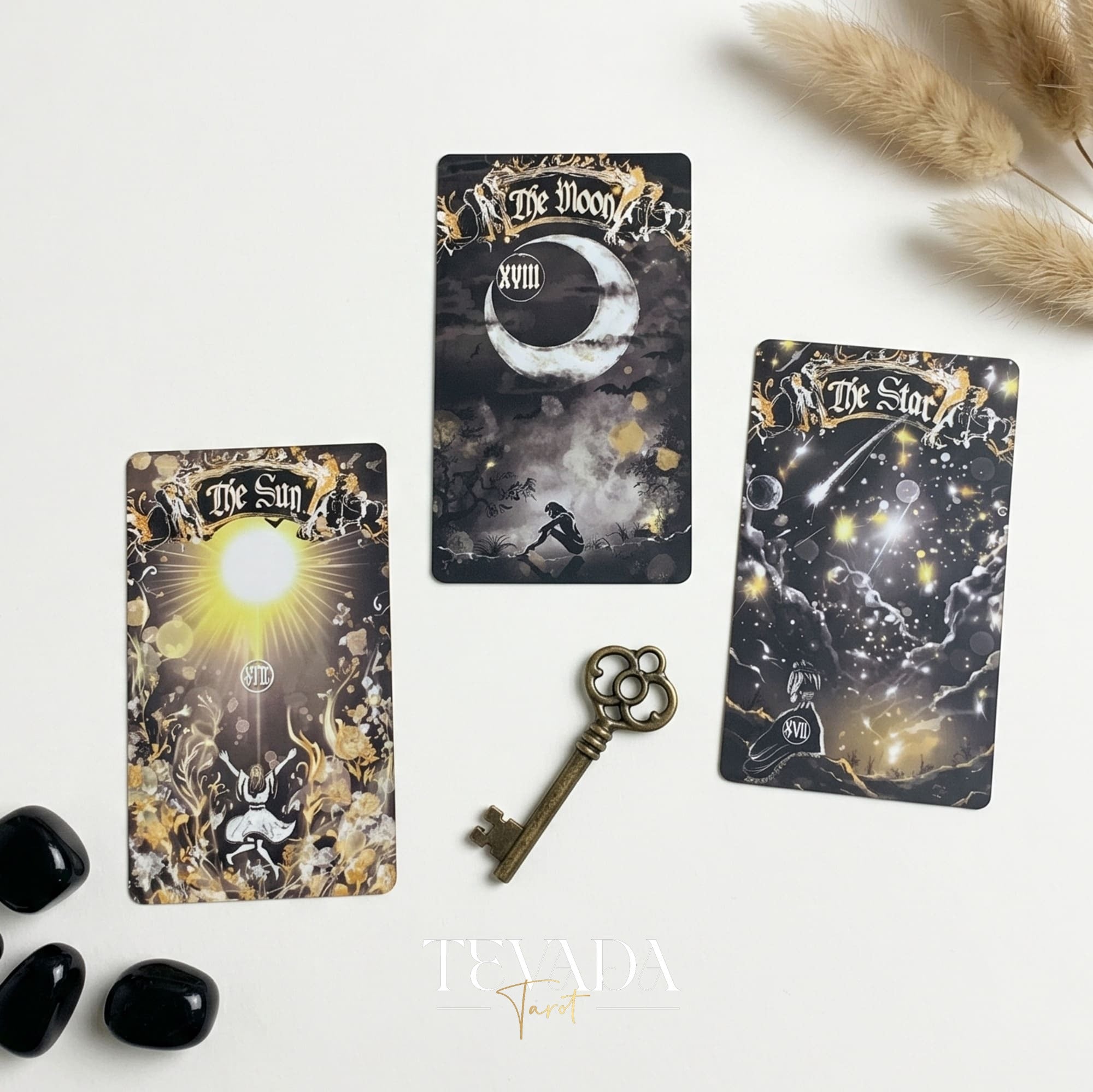 Dark Ray Tarot DELUXE dark gothic indie tarot deck with ink splash art for shadow work and subconscious self-reflection.