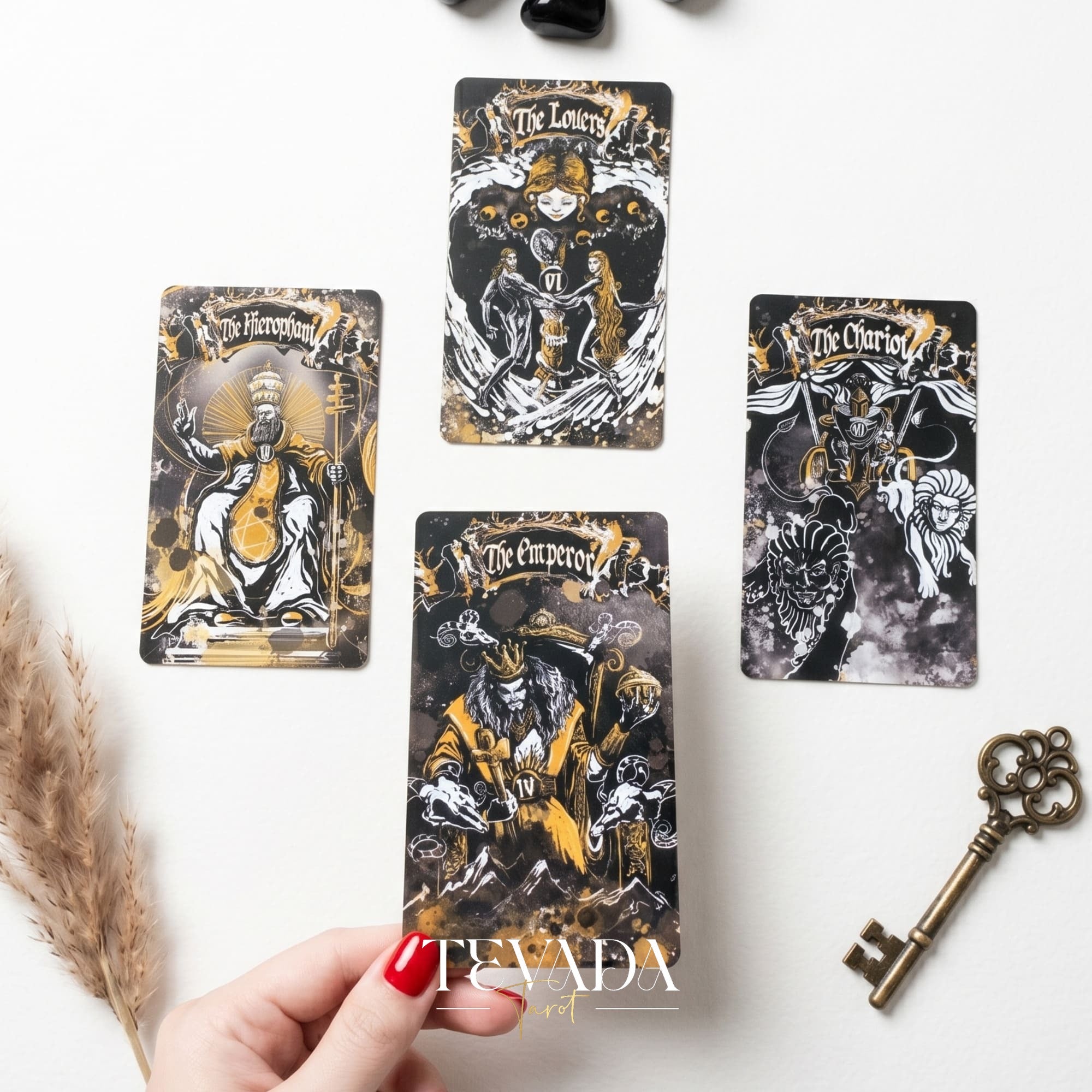 Dark Ray Tarot DELUXE dark gothic indie tarot deck with ink splash art for shadow work and subconscious self-reflection.