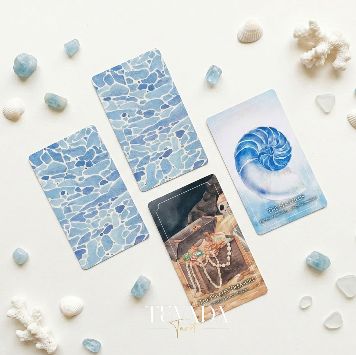The Dreaming Waves Oracle watercolor ocean art Indie Oracle Deck for healing and meditation.