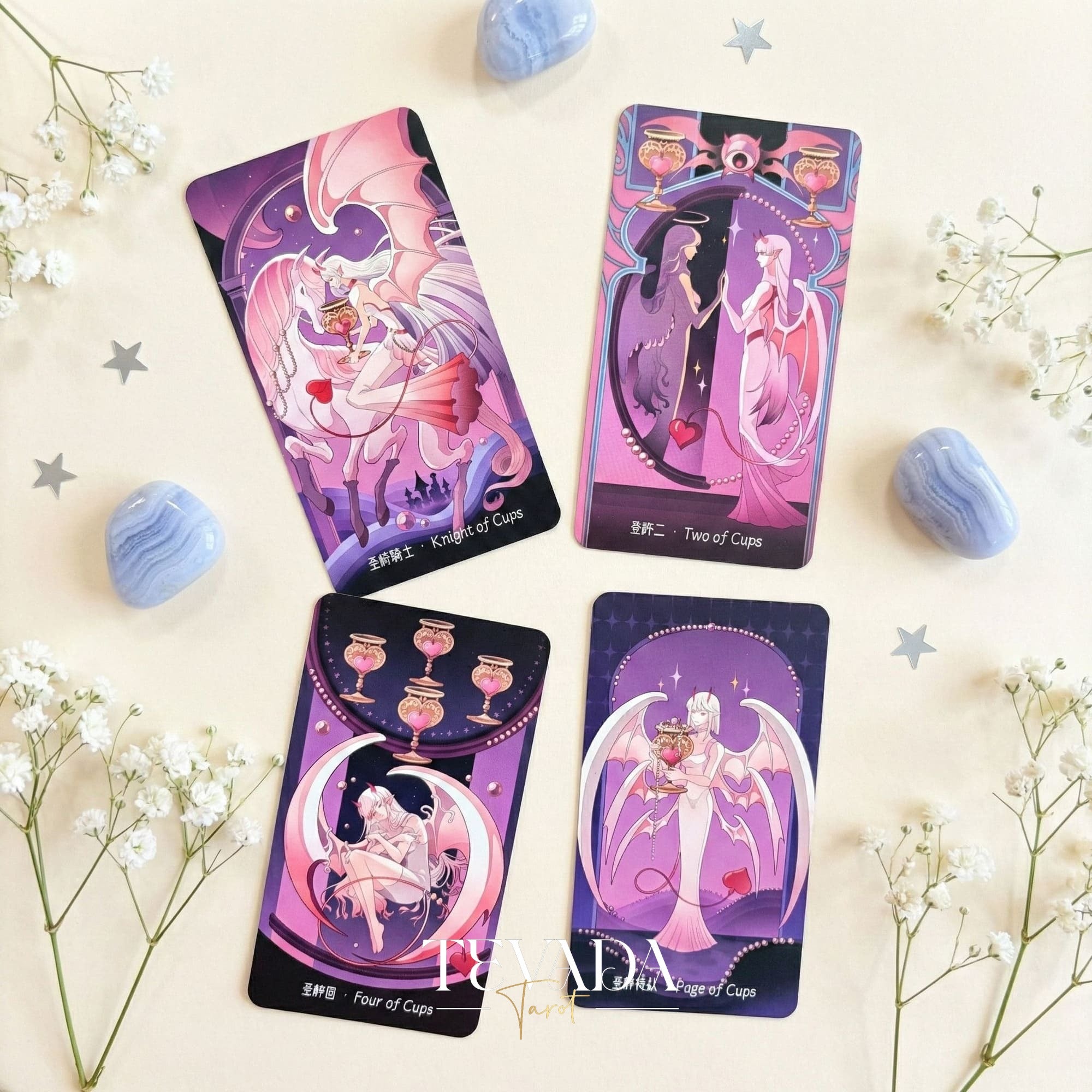 Dreamy Wings Tarot Deck, caprichosas cartas de tarot independientes de dibujos animados para un trabajo suave con las sombras y una autorreflexión curativa.