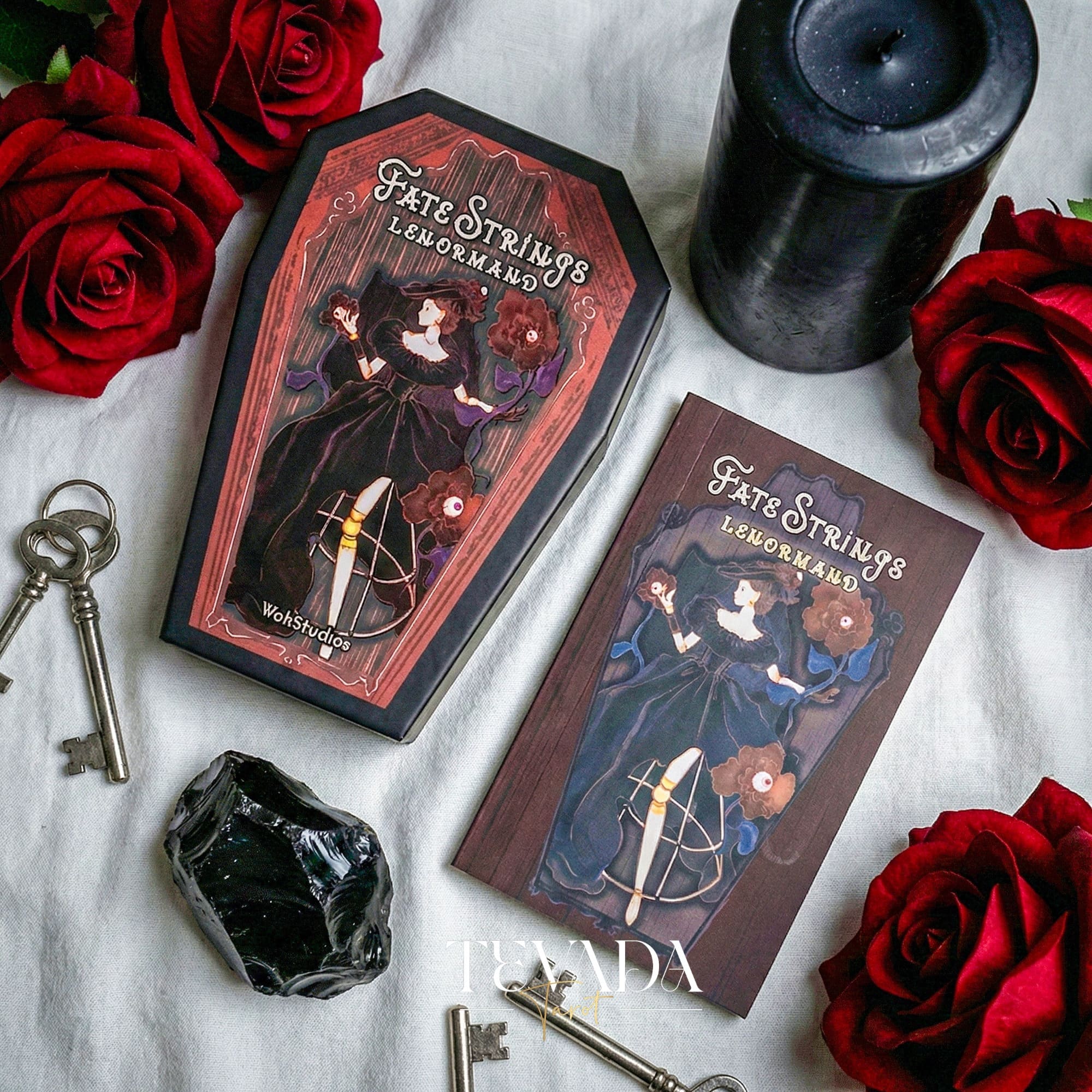 Fate Strings Lenormand Deck featuring gothic marionette art for intuitive divination and destiny work.