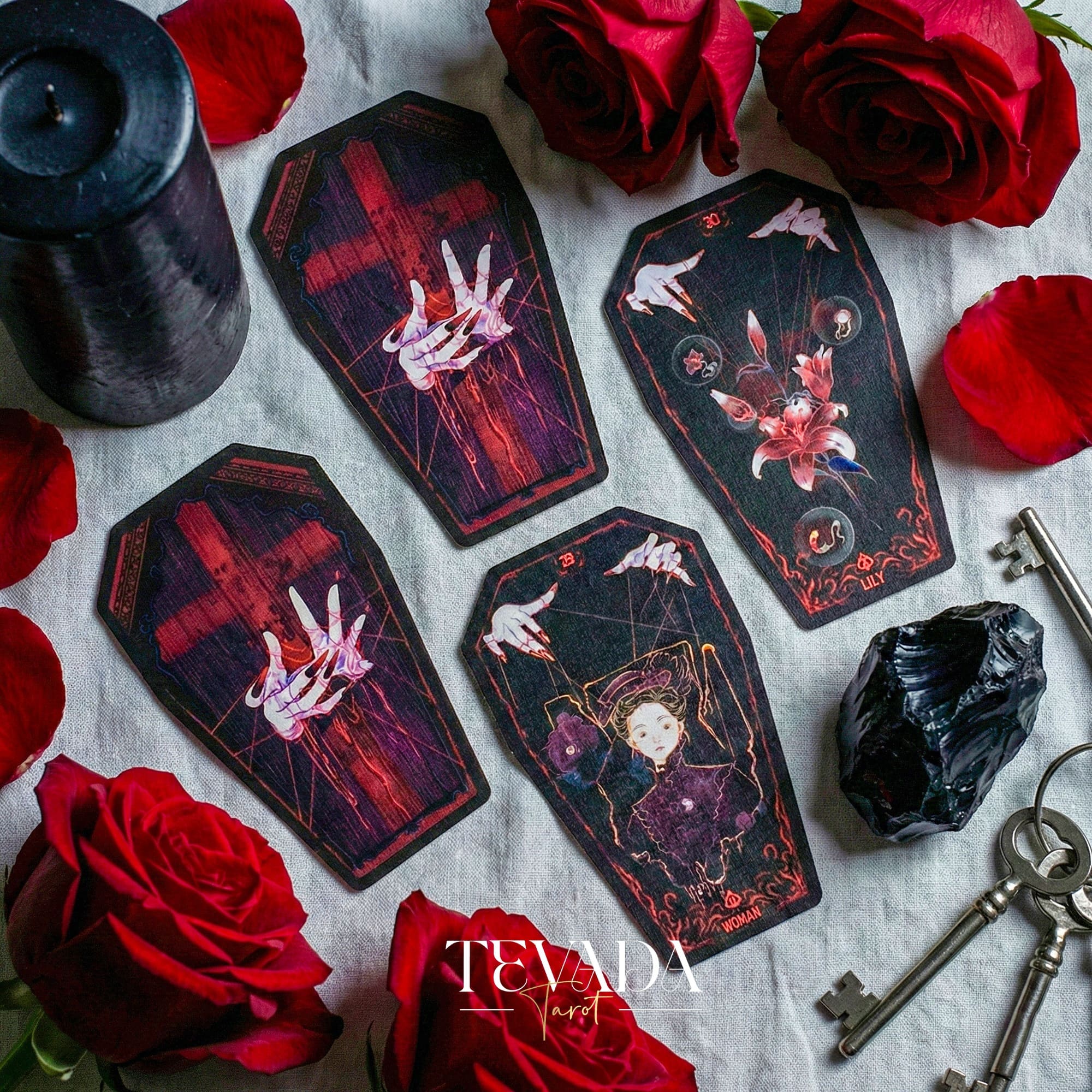 Fate Strings Lenormand Deck featuring gothic marionette art for intuitive divination and destiny work.