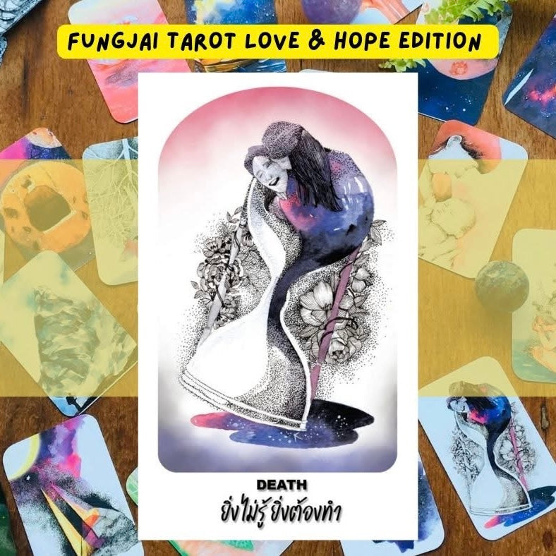 Fungjai Tarot Love & Hope Edt featuring vintage cartoon art for emotional healing and self-care.