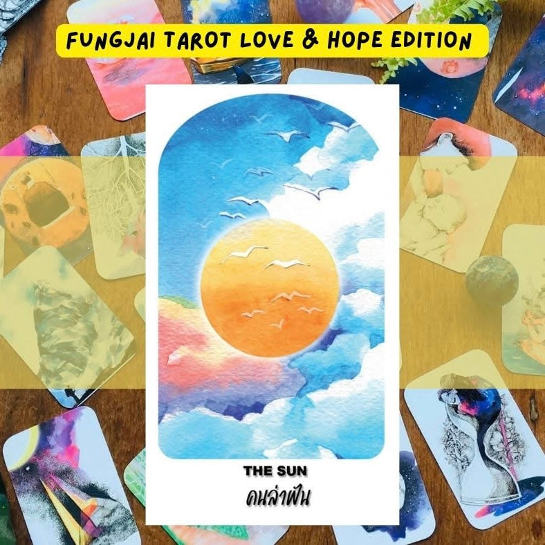 Fungjai Tarot Love & Hope Edt featuring vintage cartoon art for emotional healing and self-care.