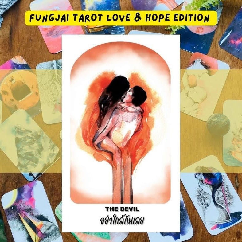 Fungjai Tarot Love & Hope Edt featuring vintage cartoon art for emotional healing and self-care.