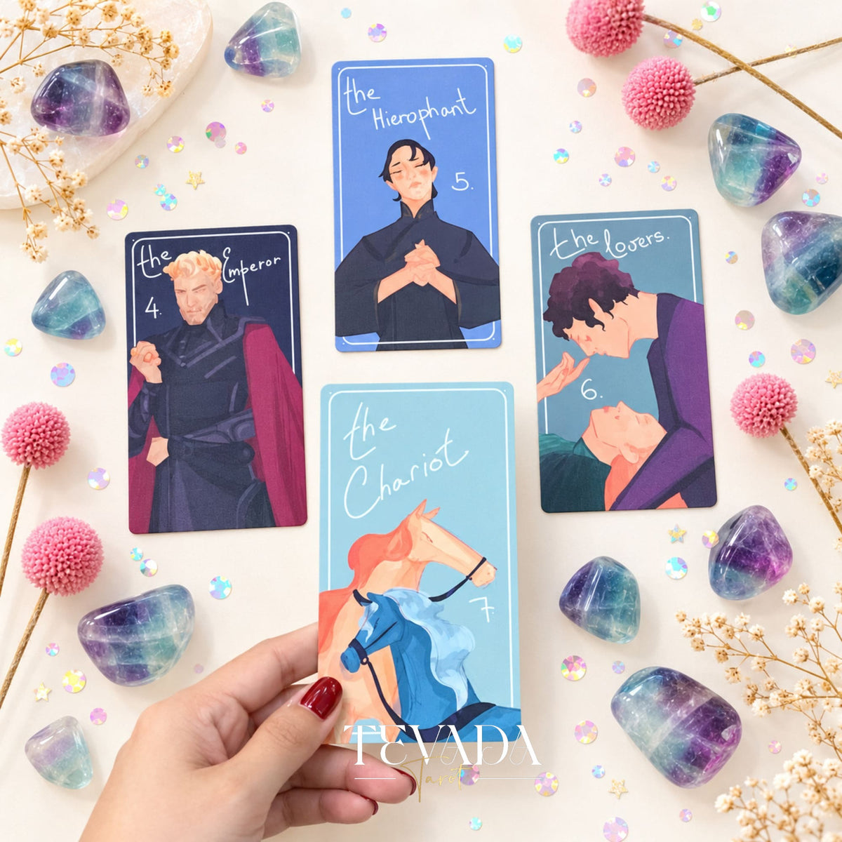 Glimmer City Tarot Deck soft pink hand-painted tarot cards for daily reflection
