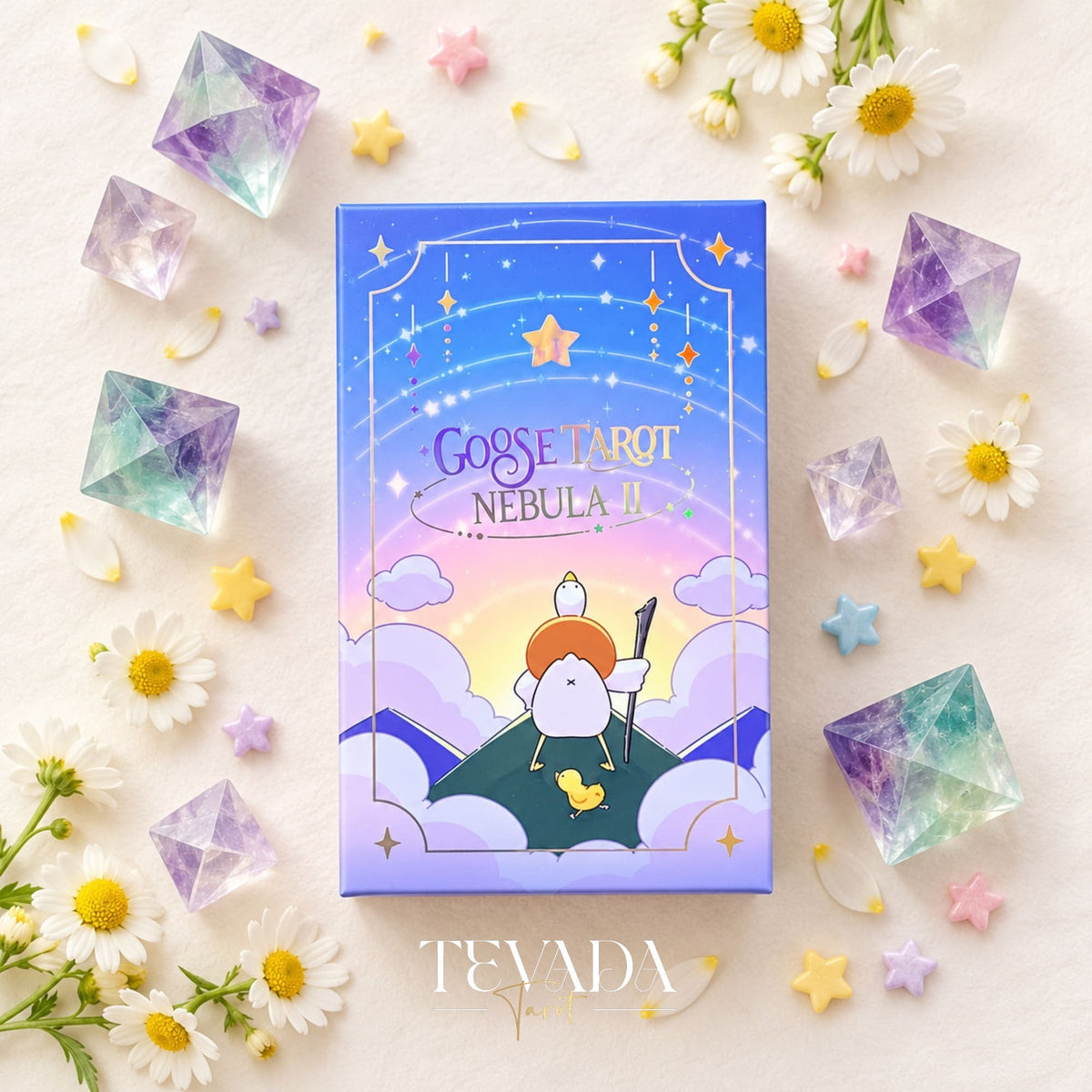 Goose Tarot NEBULA II playful goose cards with gold details for joyful daily readings