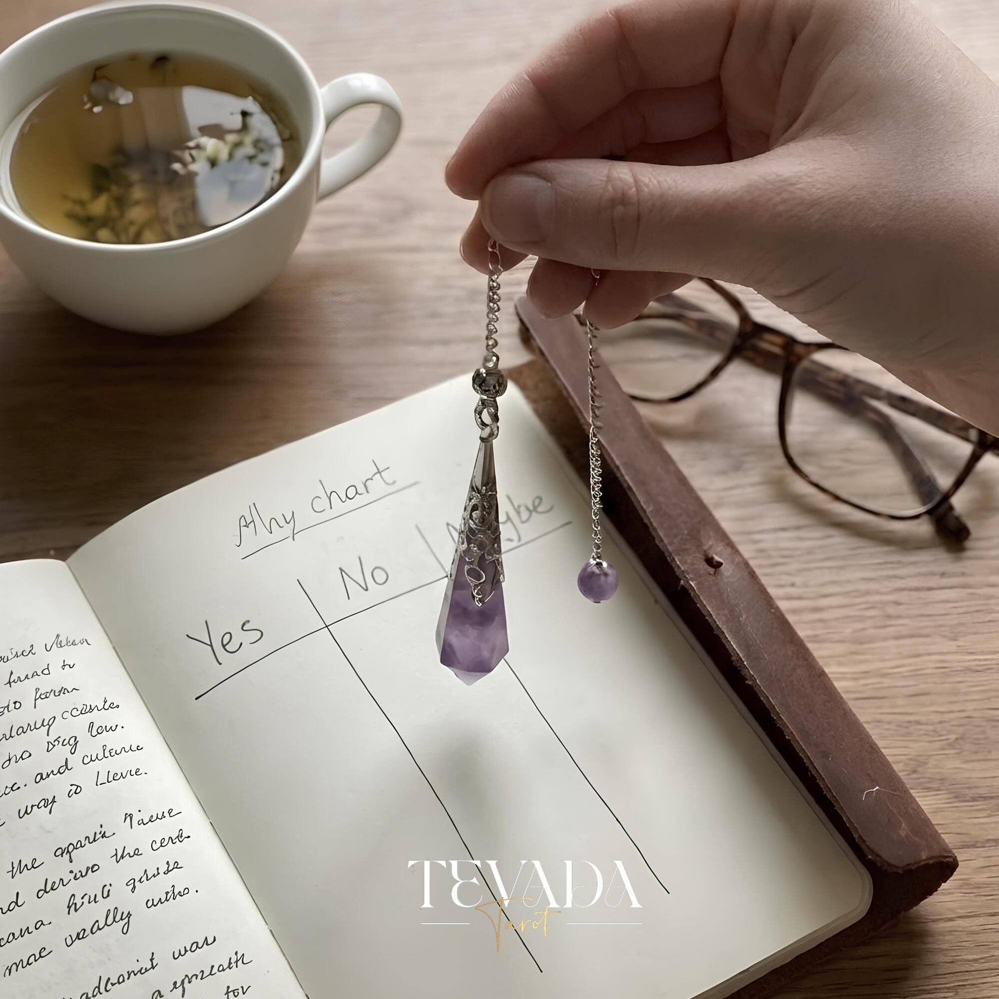 Healing Amethyst Pendulum Necklace in natural violet stone for anxiety relief and dowsing rituals.