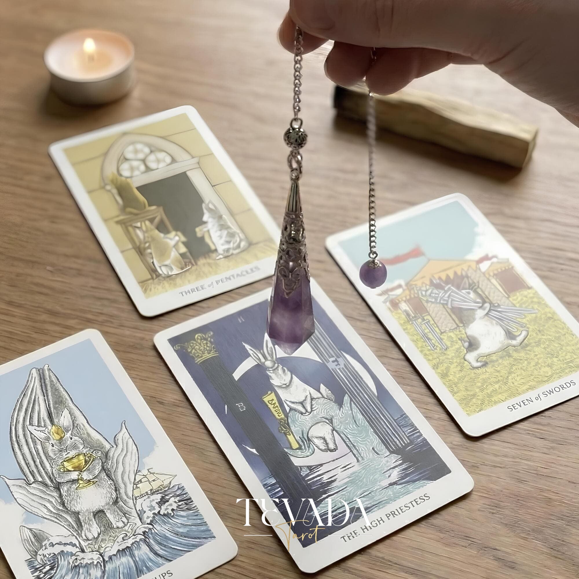 Healing Amethyst Pendulum Necklace in natural violet stone for anxiety relief and dowsing rituals.