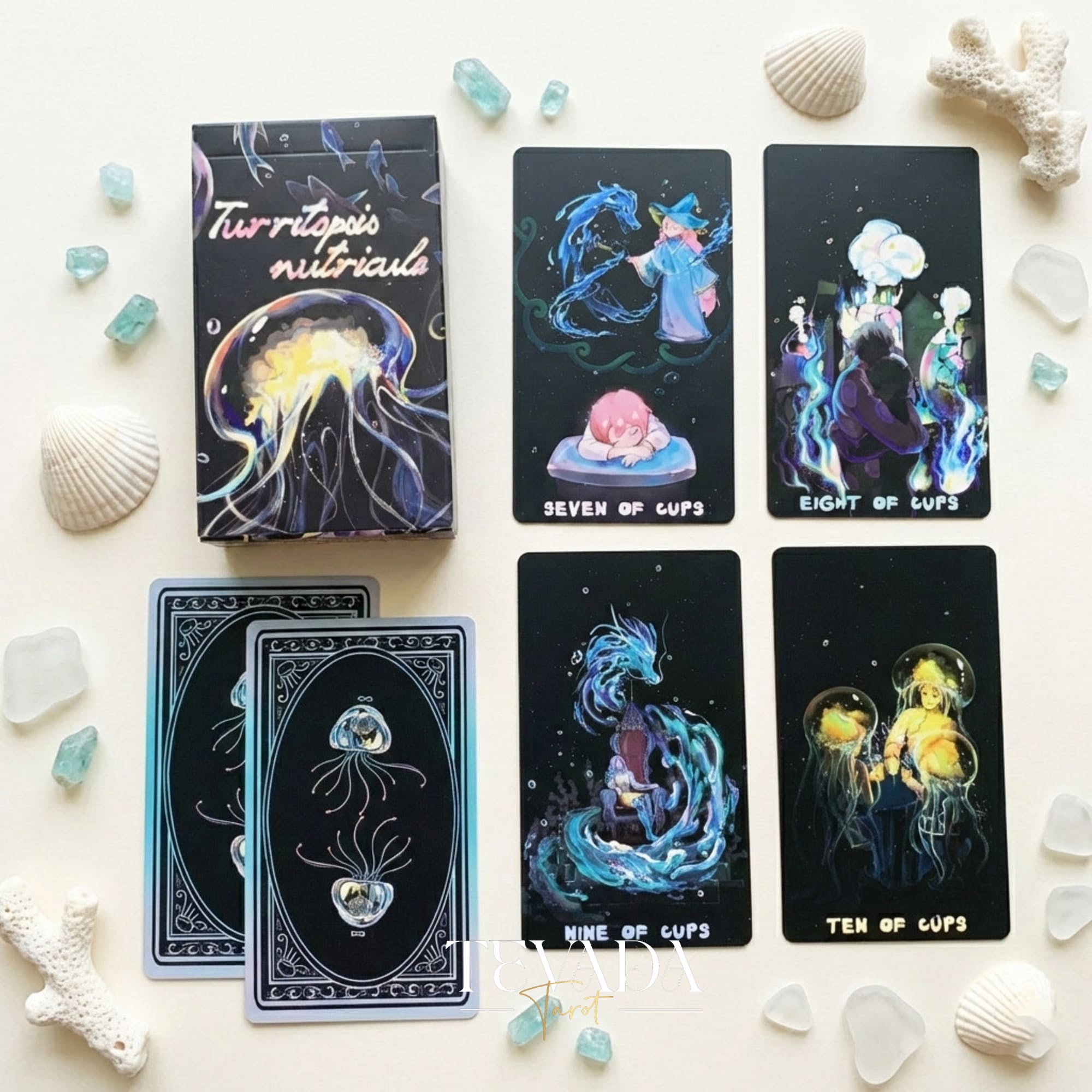 Turritopsis Nutricula Tarot whimsical cartoon style Indie Tarot Cards for inner child healing and self reflection.