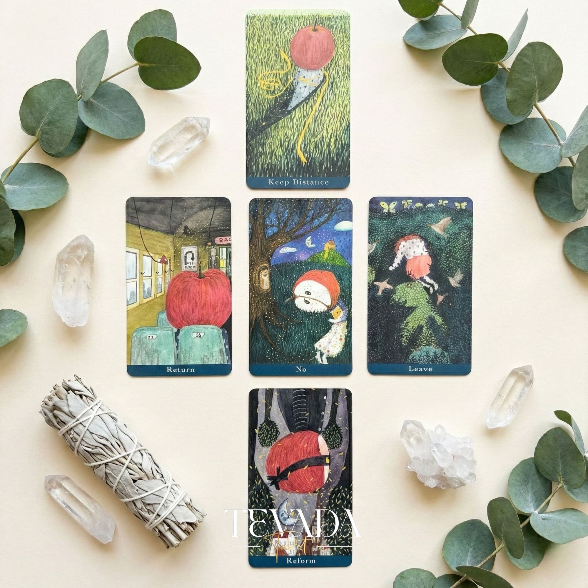 Journey Oracle Deck Gold Edt whimsical watercolor Indie Oracle Cards with gold edges for visual healing and shadow work.