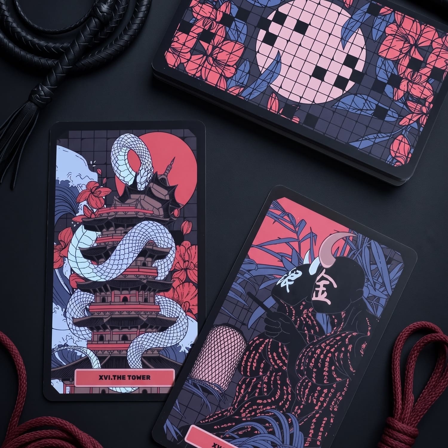 Kinky Tarot dark red-black Indie Tarot Deck for shadow work and self-truth