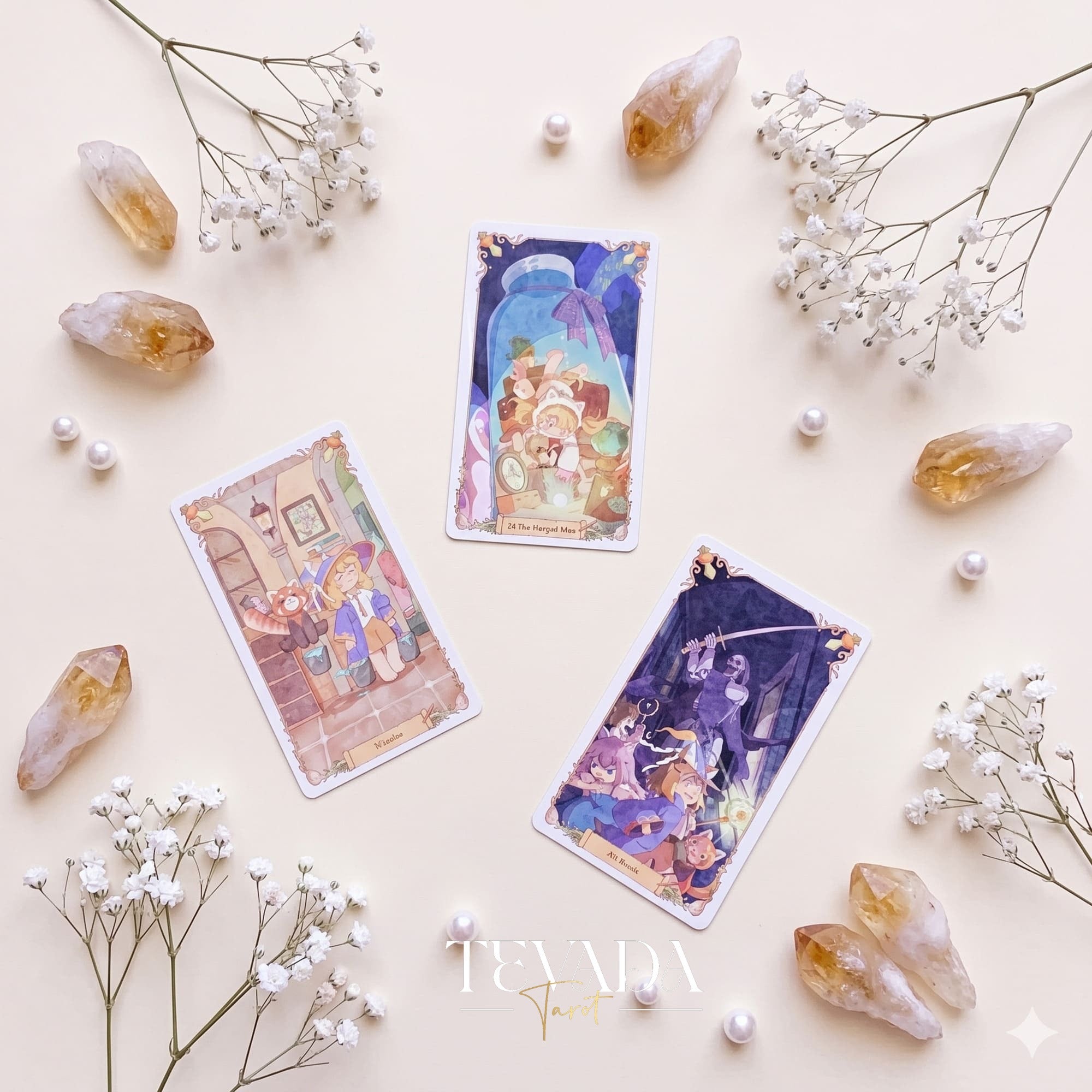 Magic Town Tarot DELUXE adorable pastel animal indie tarot deck for inner child healing and daily reflection.