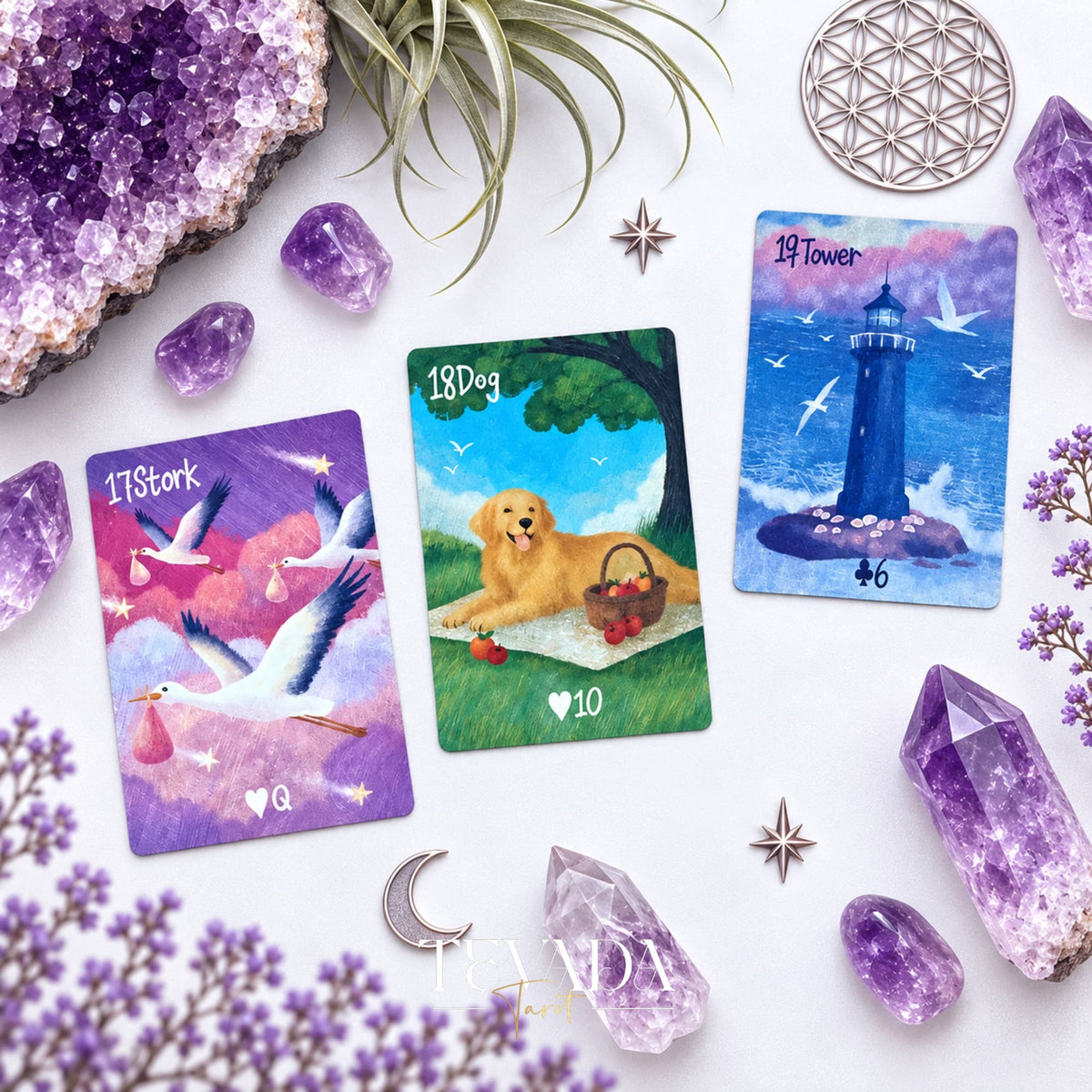 Mid-summer Whispers Lenormand Classic Edition purple box oracle cards for gentle daily readings