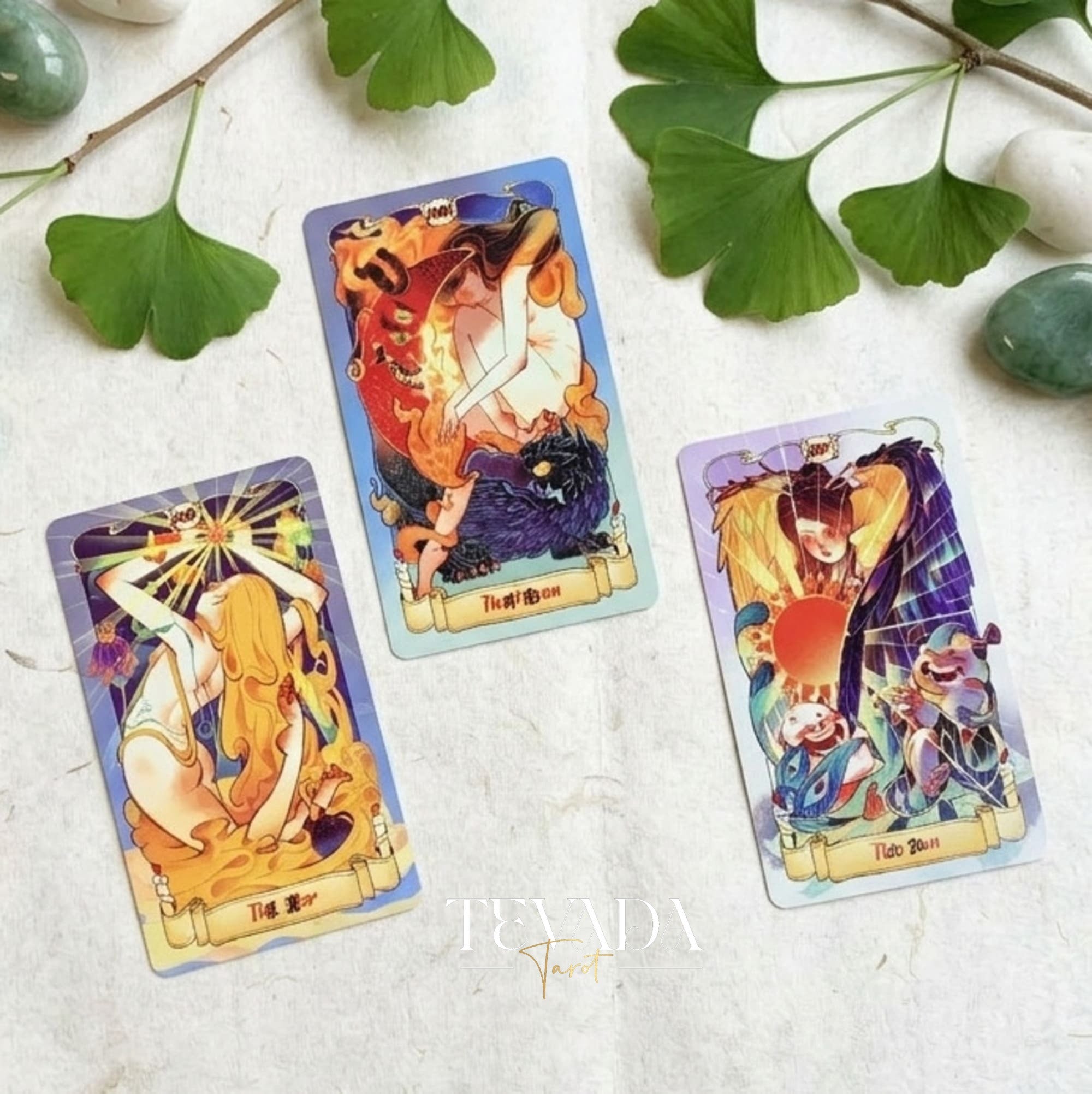 Nine Realms Celestial Codex whimsical Chinese myth Indie Tarot Deck for self-reflection and daily rituals.
