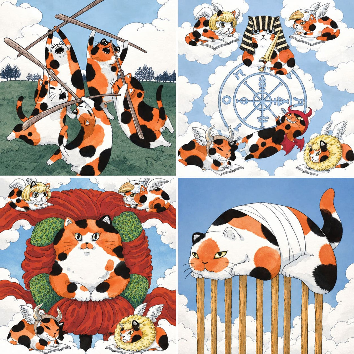 Sammy Calico Cat Tarot Pro (EN) whimsical calico cat tarot cards with orange red foil edges for daily reflection
