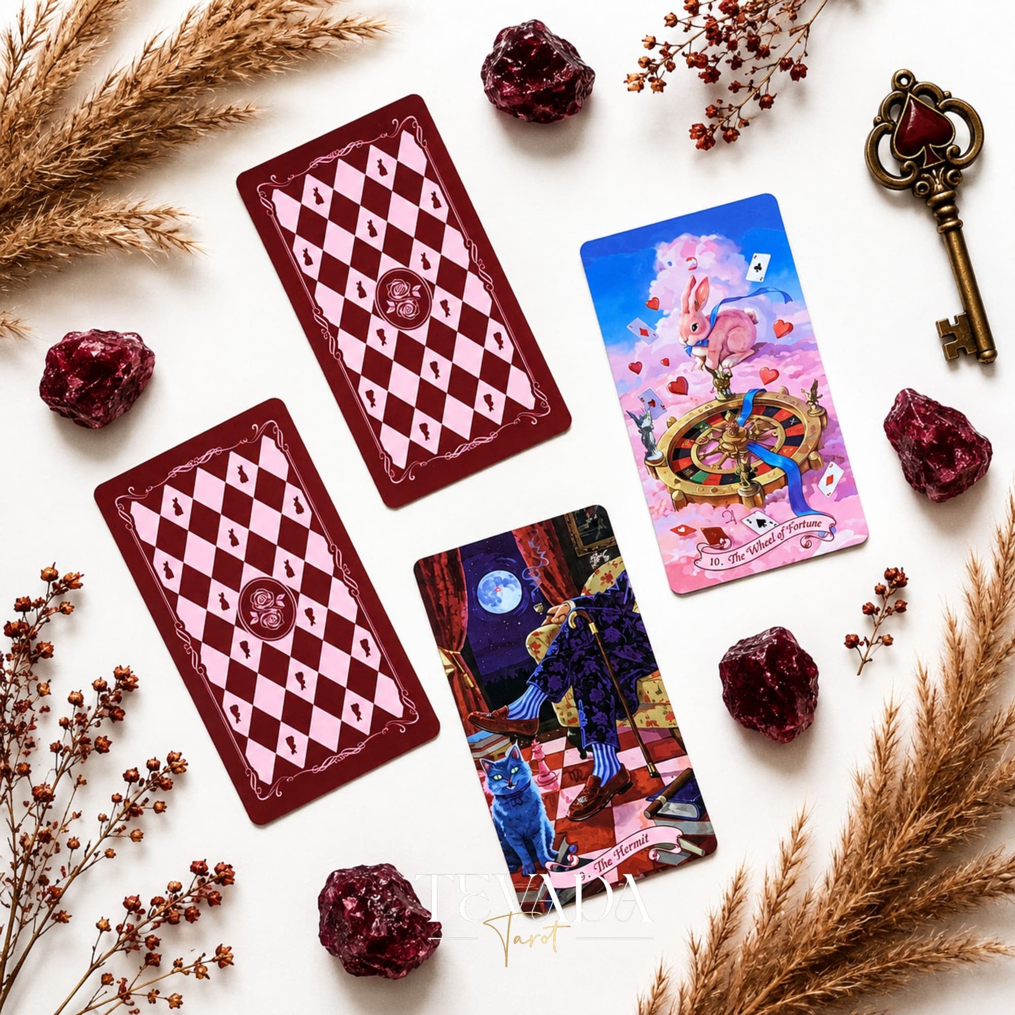 Scarlet Alice Tarot Deck DELUXE gothic indie tarot deck with glitter red edges for shadow work and inner reflection.