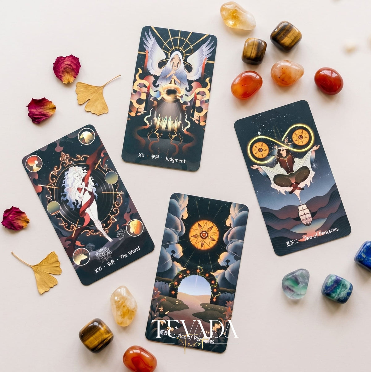 Stars Lighting Up the Night Tarot II mysterious gothic cartoon indie tarot deck for inner child healing and collectors.