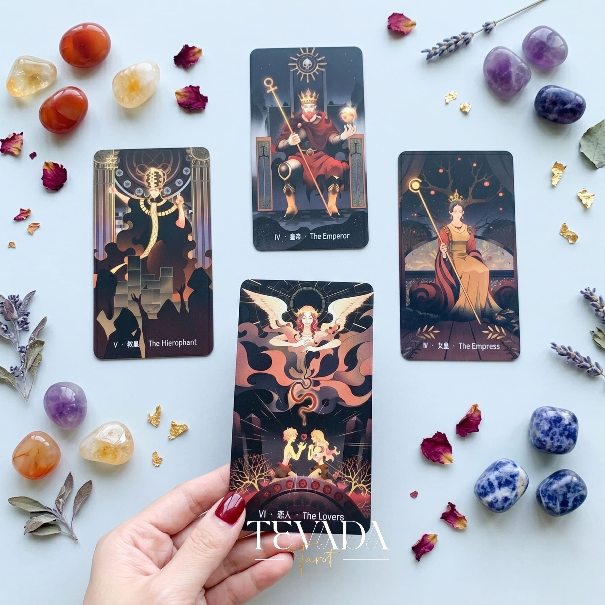 Stars Lighting Up the Night Tarot II mysterious gothic cartoon indie tarot deck for inner child healing and collectors.