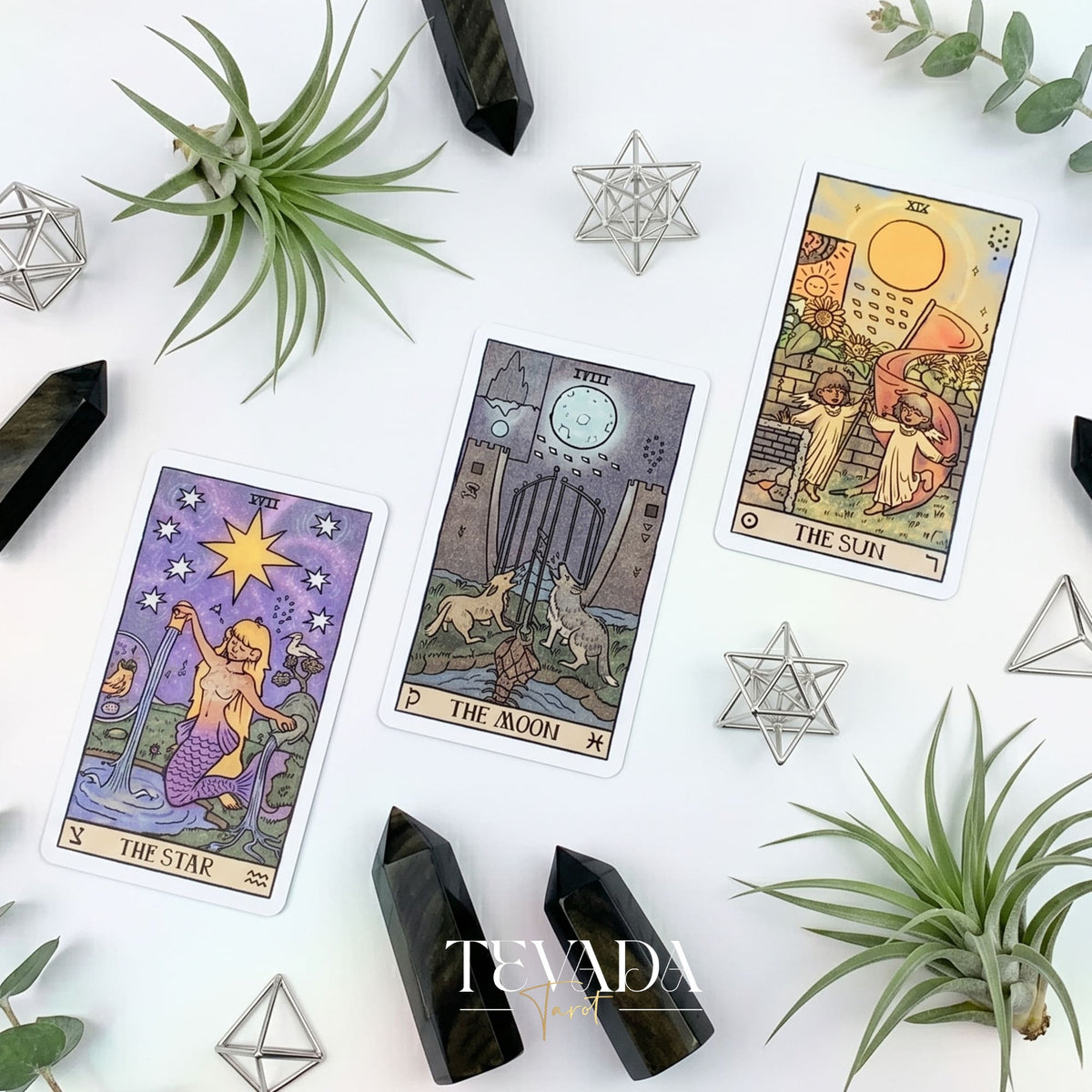 Akashic Eye Tarot old-school cartoon indie tarot deck with esoteric symbols for shadow work and daily reflection.