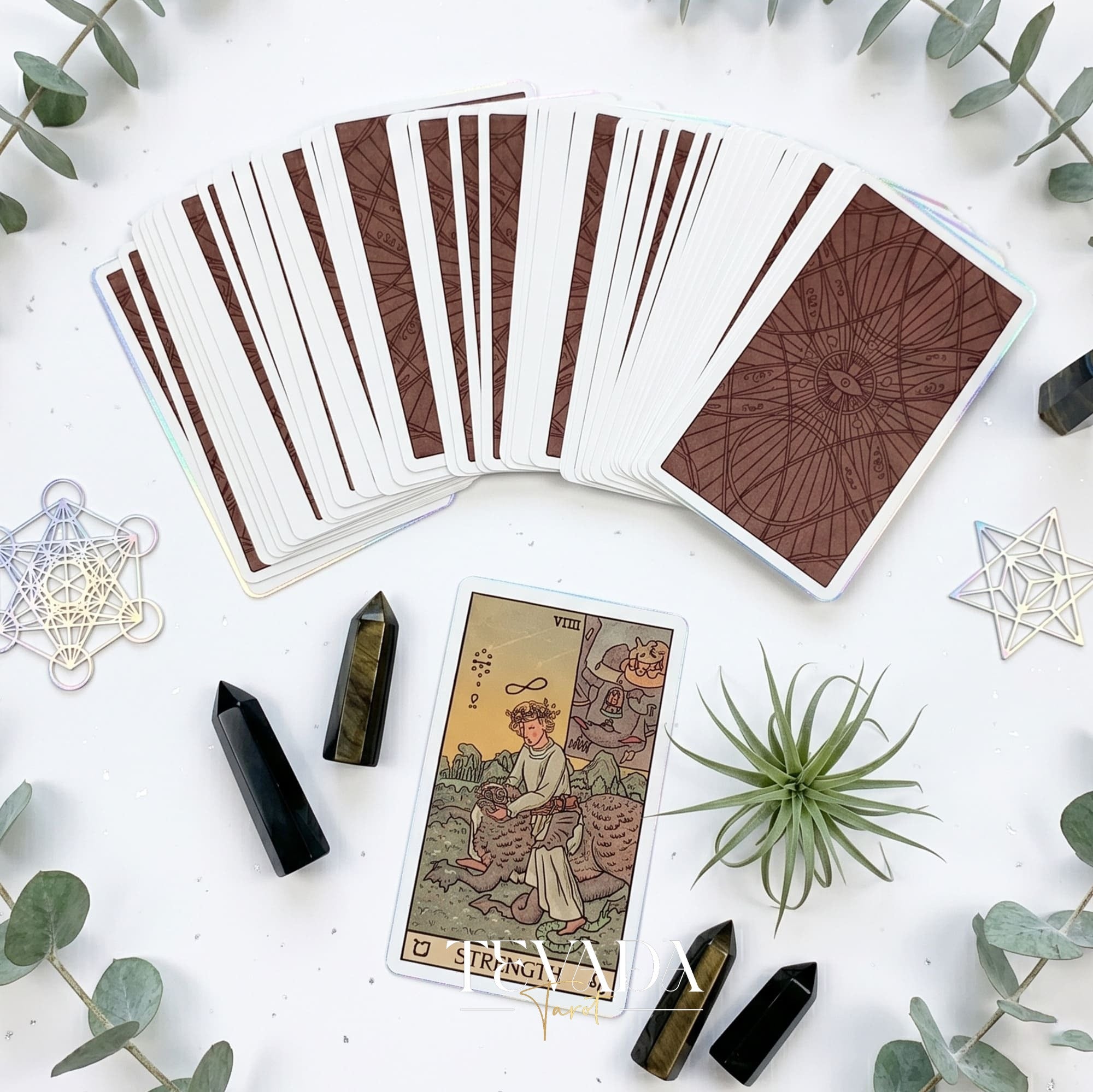 Akashic Eye Tarot old-school cartoon indie tarot deck with esoteric symbols for shadow work and daily reflection.