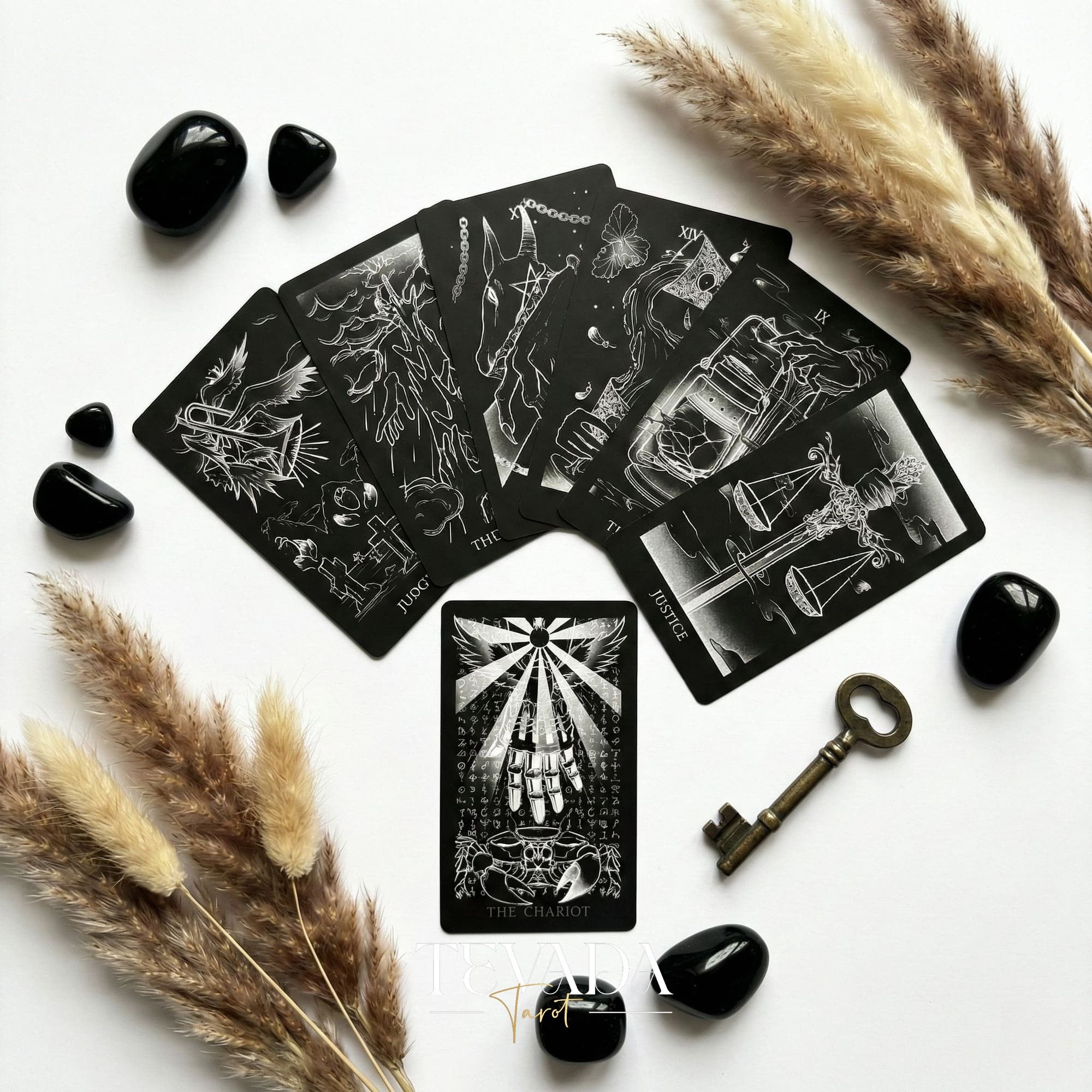 The Hand Tarot Deck minimalist gothic Indie Tarot Cards with silver stamping for shadow work and reflection