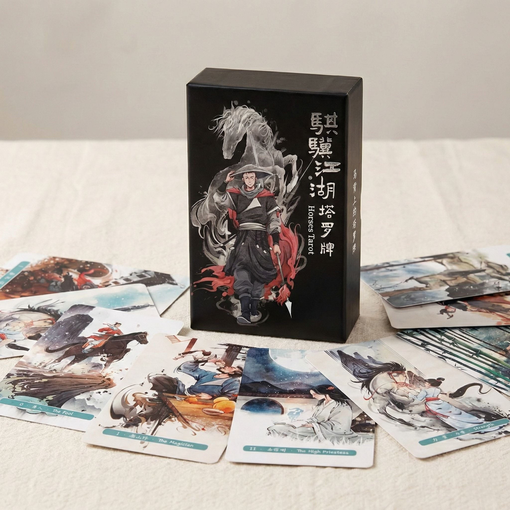 The Horses Tarot featuring playful Chinese cartoon art for 2026 Lunar New Year guidance.