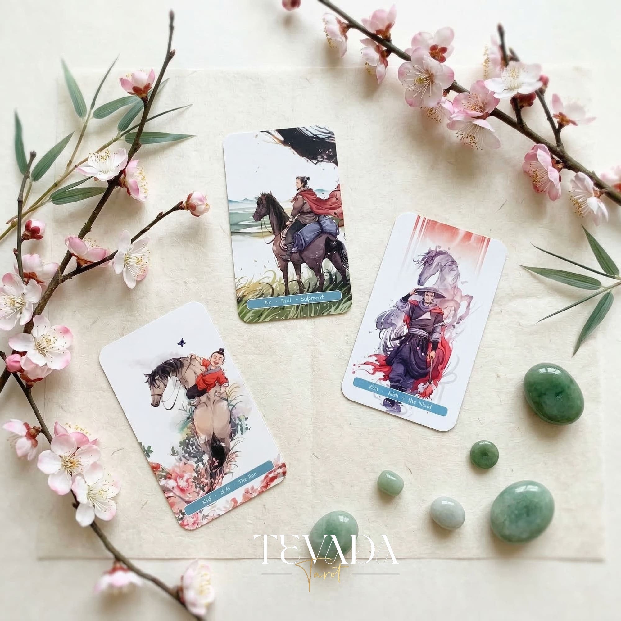 The Horses Tarot featuring playful Chinese cartoon art for 2026 Lunar New Year guidance.