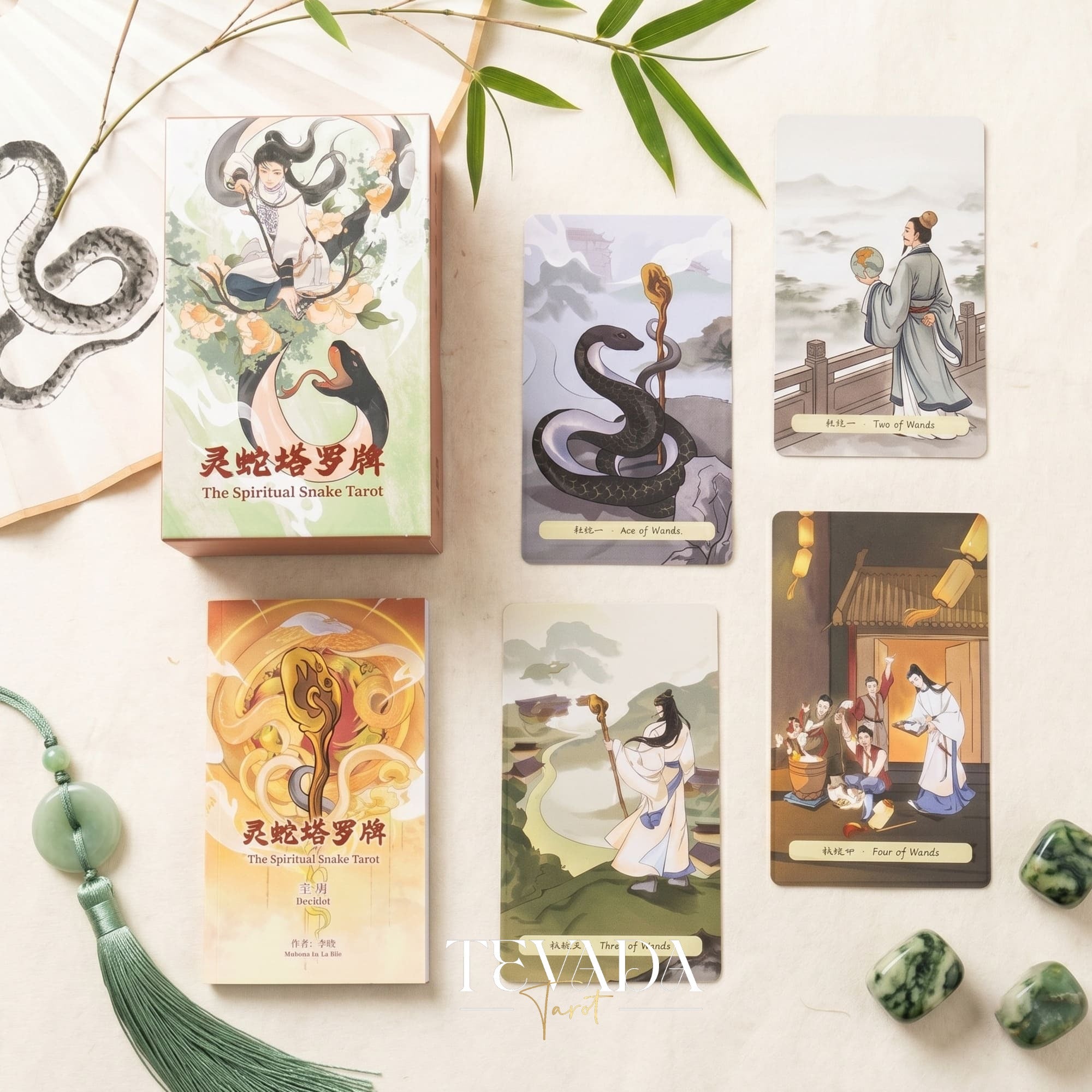 The Spiritual Snake Tarot whimsical traditional Chinese style indie tarot deck for personal growth and inner healing.