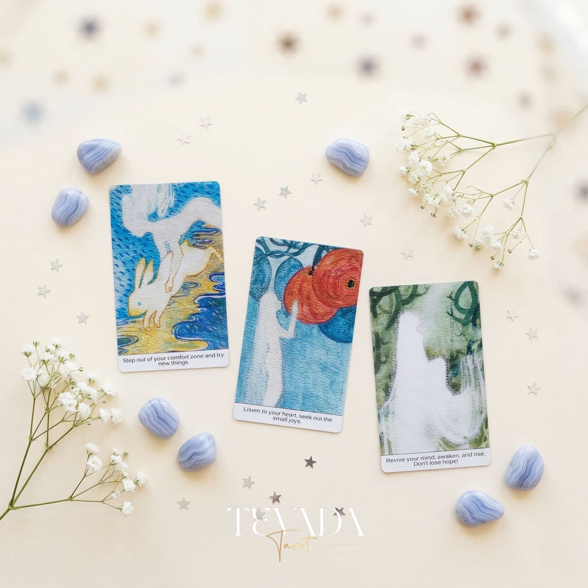 Think Oracle Deck whimsical hand-drawn Indie Oracle Cards for shadow work and inner child healing.