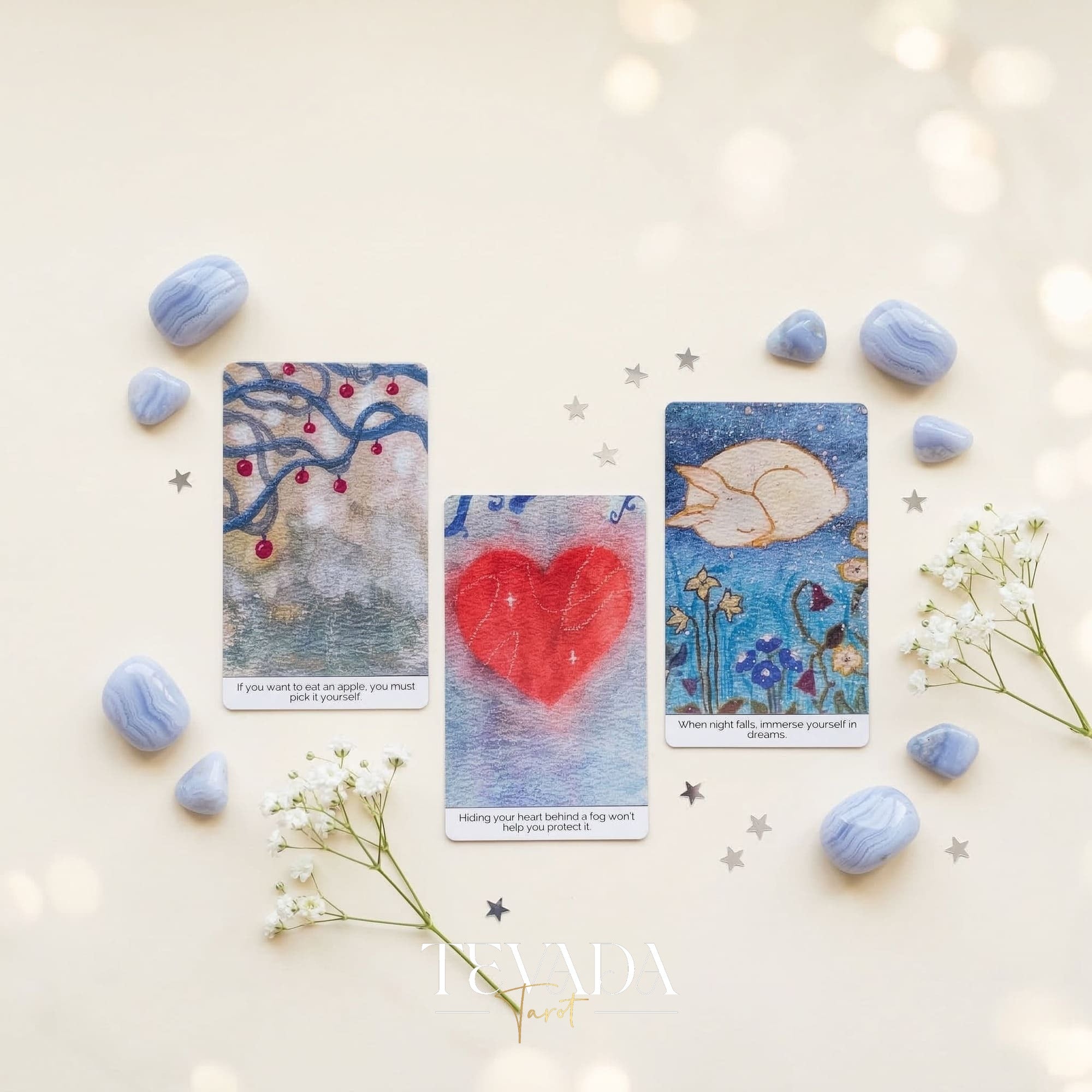 Think Oracle Deck whimsical hand-drawn Indie Oracle Cards for shadow work and inner child healing.