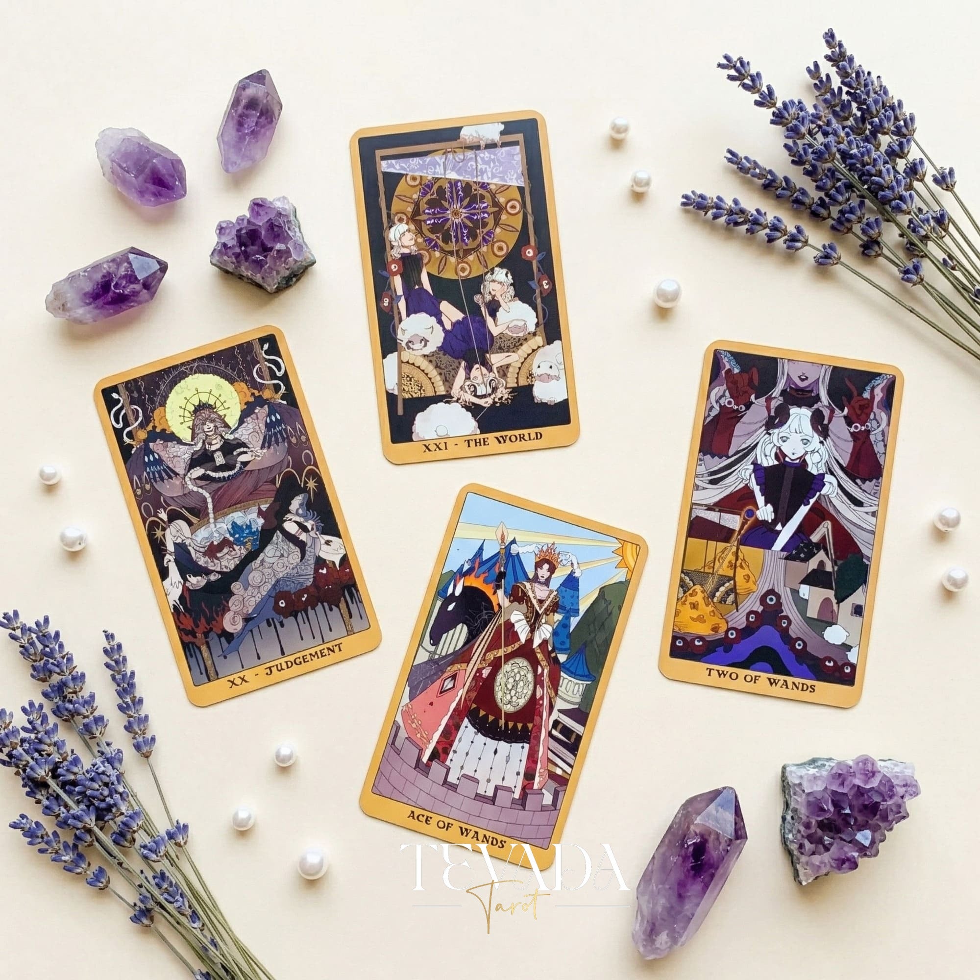 Vital Ruins Chronicle Tarot Deck whimsical retro Indie Tarot Deck for shadow work and deep self-reflection.
