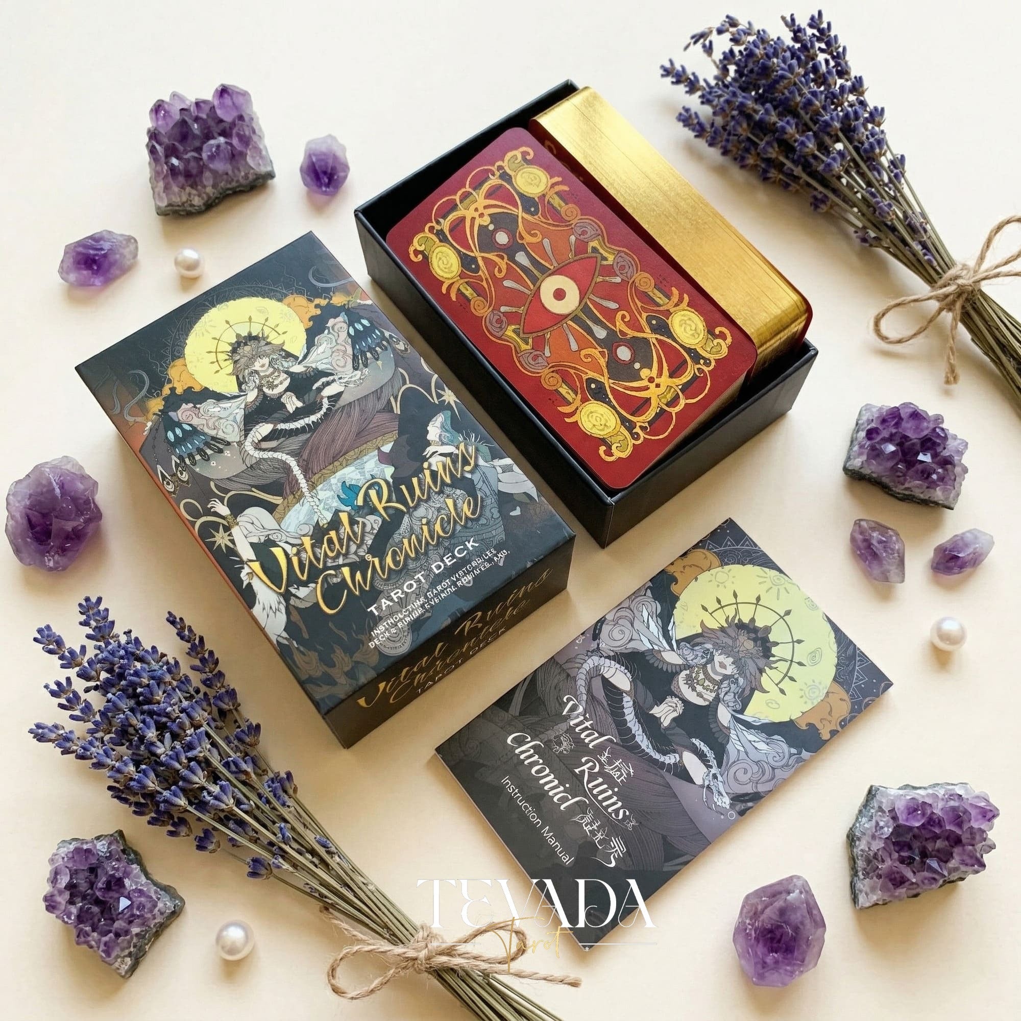 Vital Ruins Chronicle Tarot Deck whimsical retro Indie Tarot Deck for shadow work and deep self-reflection.