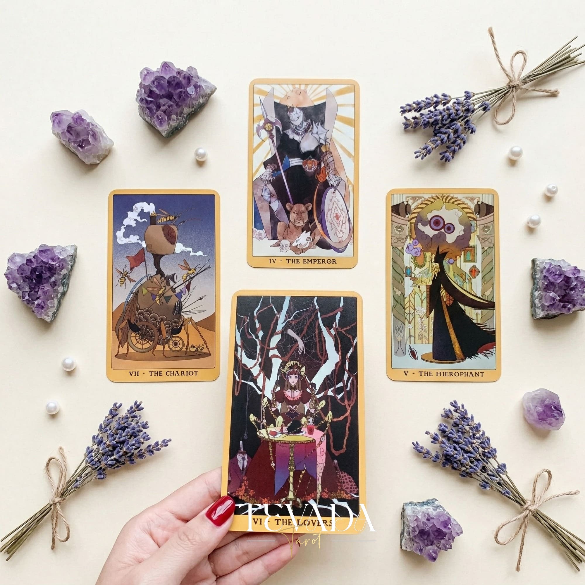 Vital Ruins Chronicle Tarot Deck whimsical retro Indie Tarot Deck for shadow work and deep self-reflection.