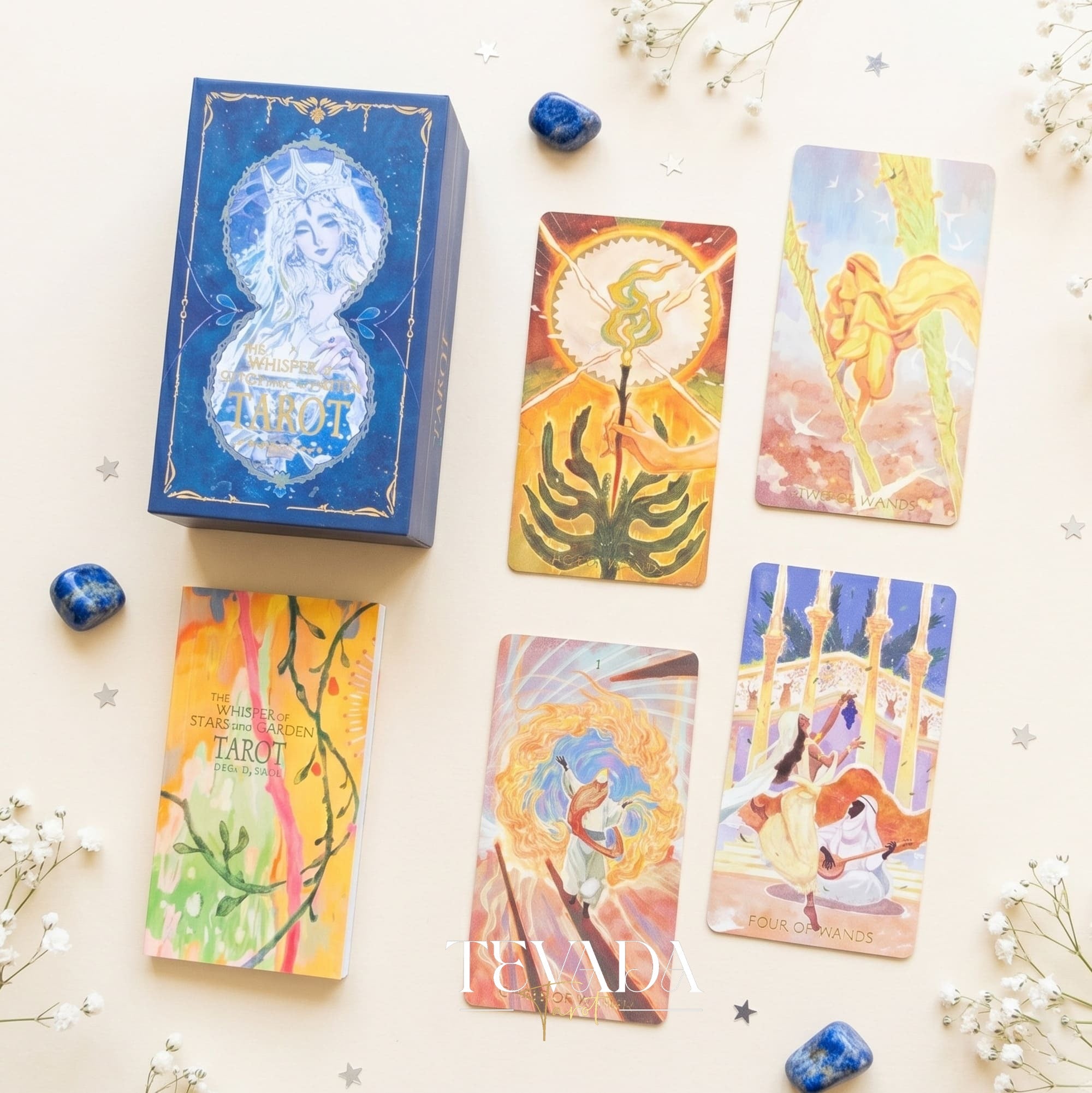 Whisper of Stars and Garden Tarot Starry Sky Edition gold foil edges celestial botanical indie tarot deck