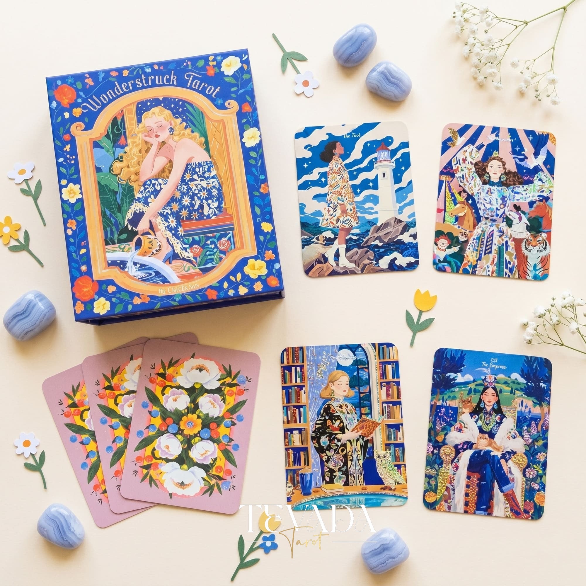 WonderStruck Tarot Deck vibrant feminine indie tarot deck for everyday empowerment and grounded daily reflection.