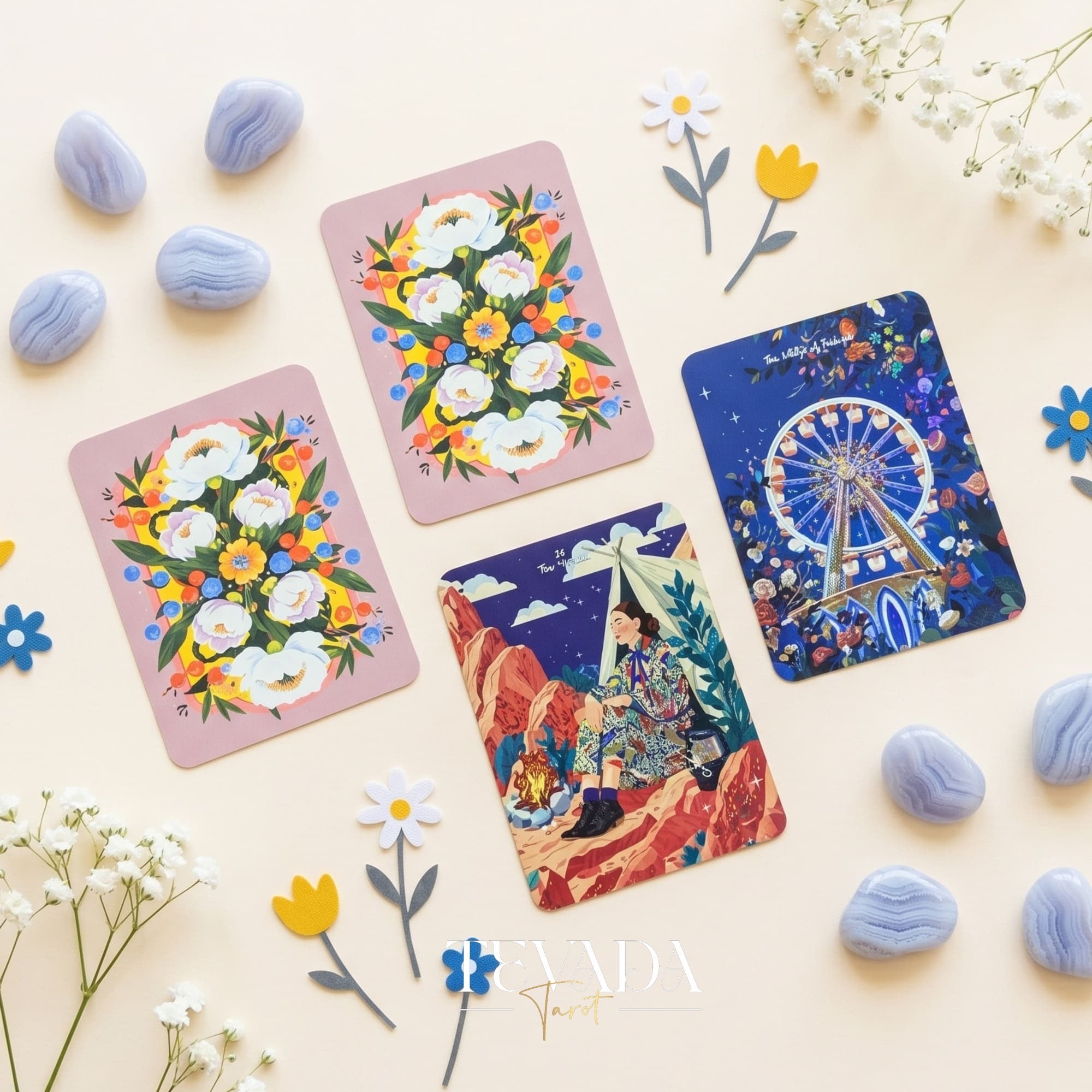 WonderStruck Tarot Deck vibrant feminine indie tarot deck for everyday empowerment and grounded daily reflection.