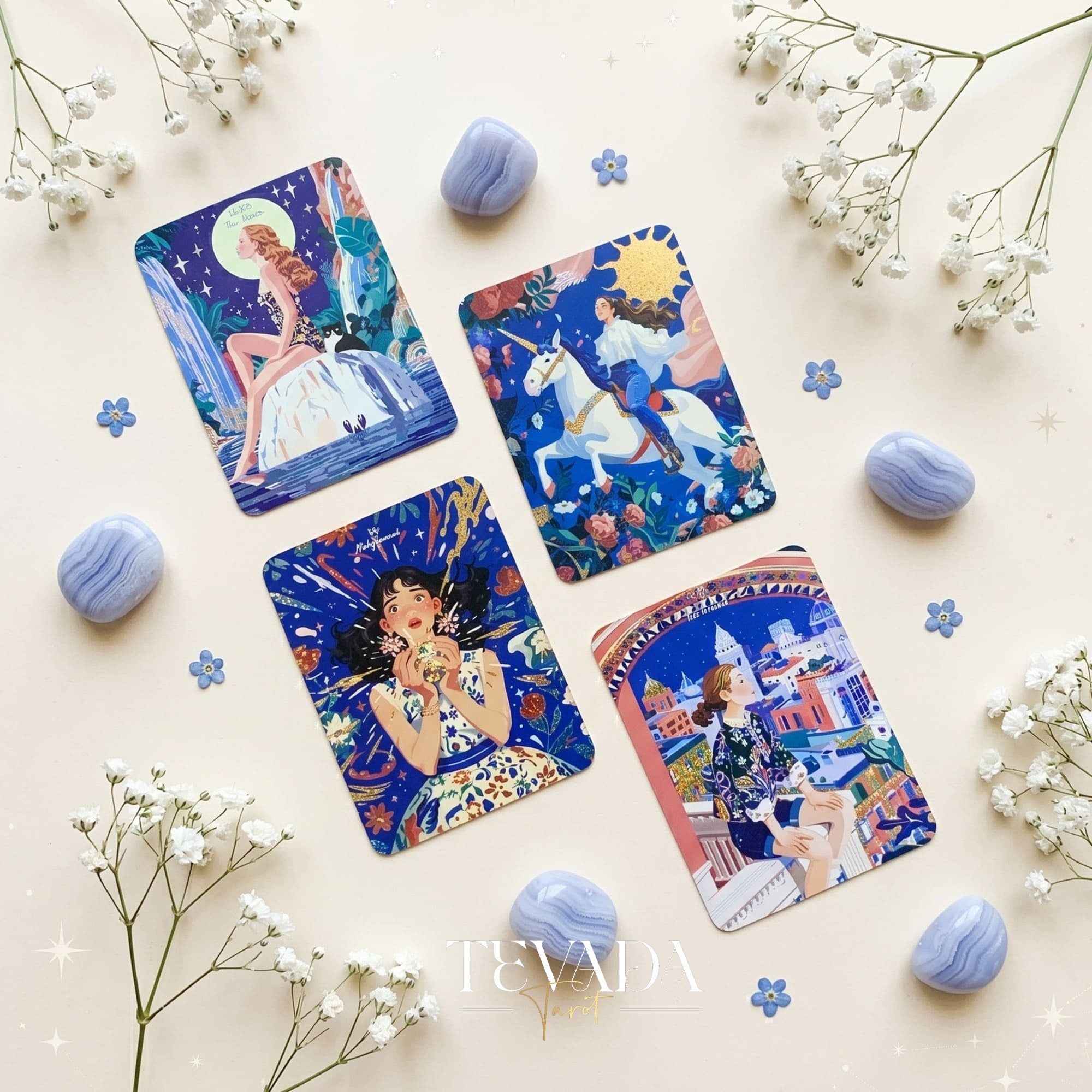 WonderStruck Tarot Deck vibrant feminine indie tarot deck for everyday empowerment and grounded daily reflection.