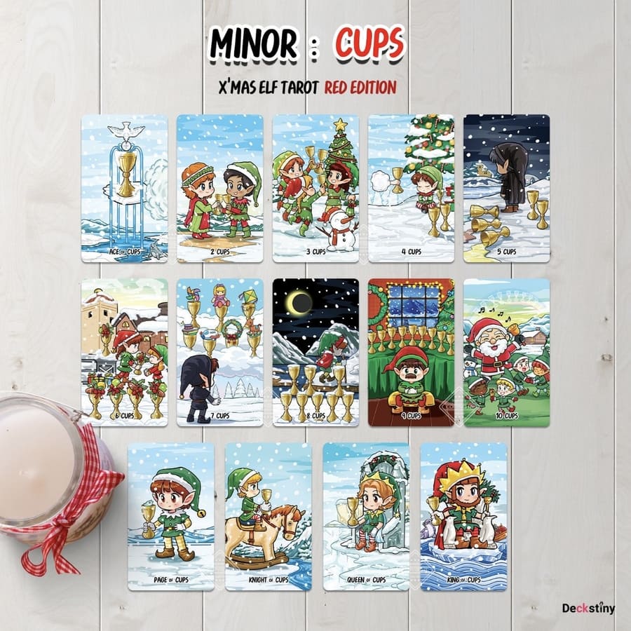 【Ship by Dec 10】Xmas Elf Tarot RED