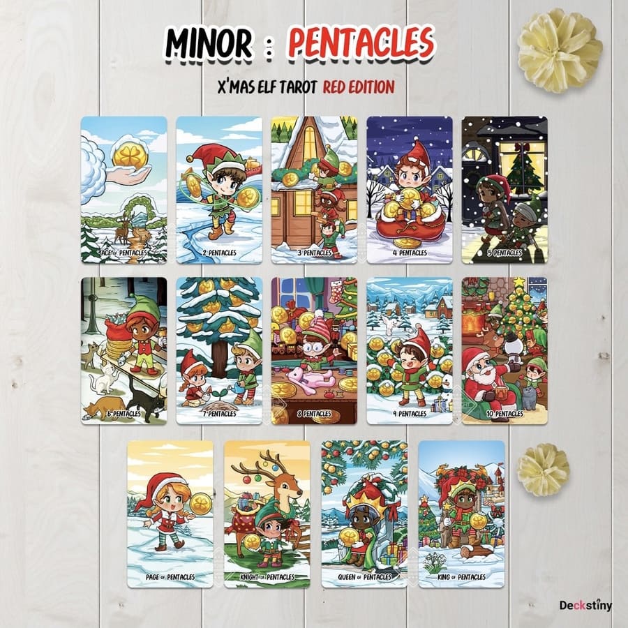【Ship by Dec 10】Xmas Elf Tarot RED