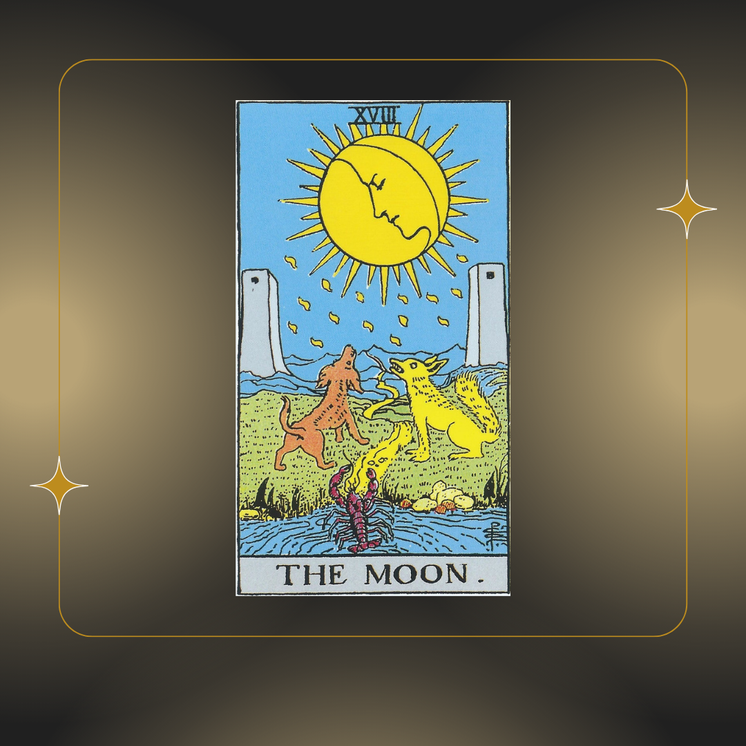 Card No XVIII The Moon TEVADA Tarot card-no-xviii-the-moon-tevada-tarot