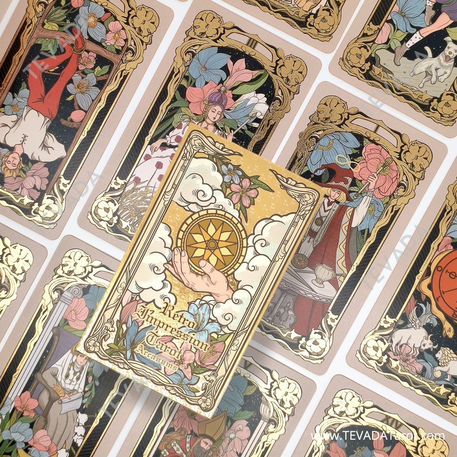 Immerse yourself in the beauty of Retro Impression Tarot, a stunning Art Nouveau-inspired deck. Let its intricate artwork and intuitive symbolism guide you on a journey of self-discovery. Experience the magic of tarot with this captivating and beautiful deck.