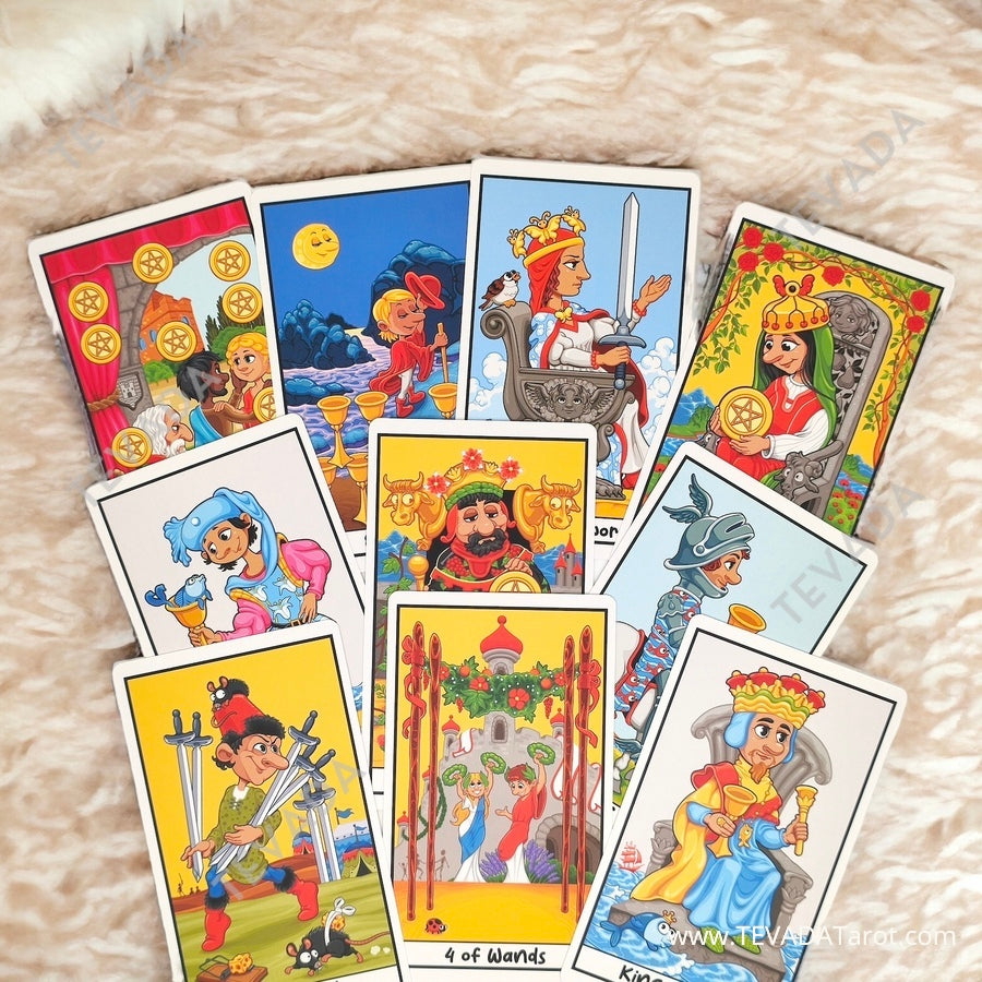 The Cheeky Tarot - a whimsical spin on the classic Rider Waite Tarot! Dive into this playful deck's intuitive depths. Perfect for an engaging and magical reading.