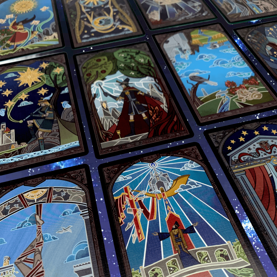 Discover the enchantment of Broken Mirror Tarot LITE Combo, a captivating bundle of artistic tarot decks inspired by stained glass window arts. Unlock your intuition and delve into the mystical realm with these vibrant and intricate designs. Perfect for tarot enthusiasts seeking an artistic twist, this combo offers a compact edition with metallic gilded edges. Illuminate your destiny with the allure of Broken Mirror Tarot Decks and explore the world of artistic tarot decks.