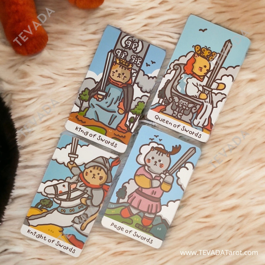 Connect with your inner magic with the Cattitude Tarot! Featuring 78 hand-drawn cards adorned with charming cartoon cats, this cute animal tarot deck is both whimsical and powerful. Discover your spiritual path and embrace your cattitude with this playful and intuitive tarot deck.