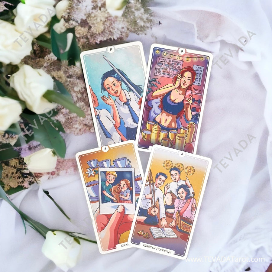 Wake Me Up Tarot II: A whimsical and vibrant 78-card deck capturing modern life's scenes in a playful cartoon style. Discover the magic within this beautiful tarot deck.