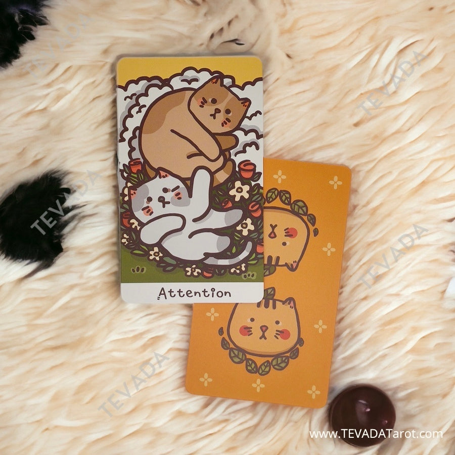 Connect with your inner magic with the Cattitude Tarot! Featuring 78 hand-drawn cards adorned with charming cartoon cats, this cute animal tarot deck is both whimsical and powerful. Discover your spiritual path and embrace your cattitude with this playful and intuitive tarot deck.