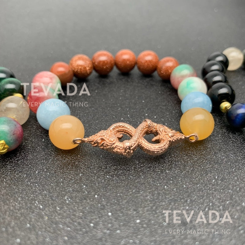 Unlock prosperity with the Lucky Beads Gemstone Bracelet KING OF NAGAS. Infused with spiritual energy, this bracelet combines powerful gemstones for wealth and luck