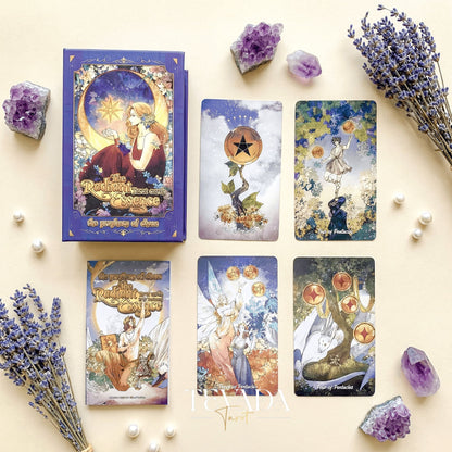 The Radiant Essence Tarot Deck featuring vintage manga Greek mythology art for intuitive divination.