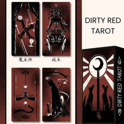 Unleash intuitive readings with the Dirty Red Tarot, a 78-card deck featuring bold red and black spray-paint art. Embrace raw energy, mystery, and the beauty of imperfection in every reading.